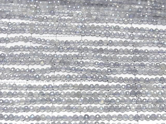 [Video] High Quality! Labradorite AA++ Faceted Round 2mm AB Coated 1strand beads (approx. 15 inches/36 cm)