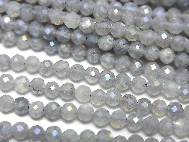 [Video] High Quality! Labradorite AA++ Faceted Round 3mm AB Coated 1strand beads (approx. 15 inches/36 cm)