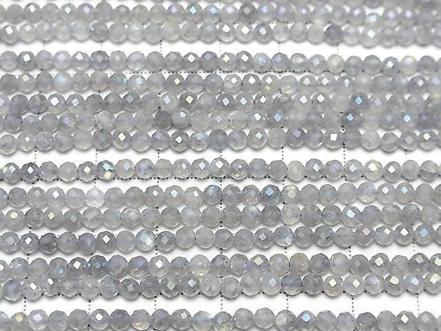 [Video] High Quality! Labradorite AA++ Faceted Round 3mm AB Coated 1strand beads (approx. 15 inches/36 cm)