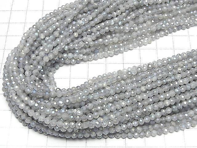[Video] High Quality! Labradorite AA++ Faceted Round 3mm AB Coated 1strand beads (approx. 15 inches/36 cm)