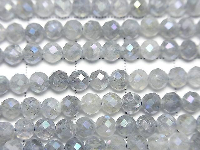 [Video] High Quality! Labradorite AA++ Faceted Round 4mm AB Coated 1strand beads (approx. 15 inches/36 cm)