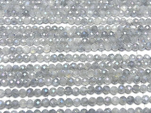 [Video] High Quality! Labradorite AA++ Faceted Round 4mm AB Coated 1strand beads (approx. 15 inches/36 cm)