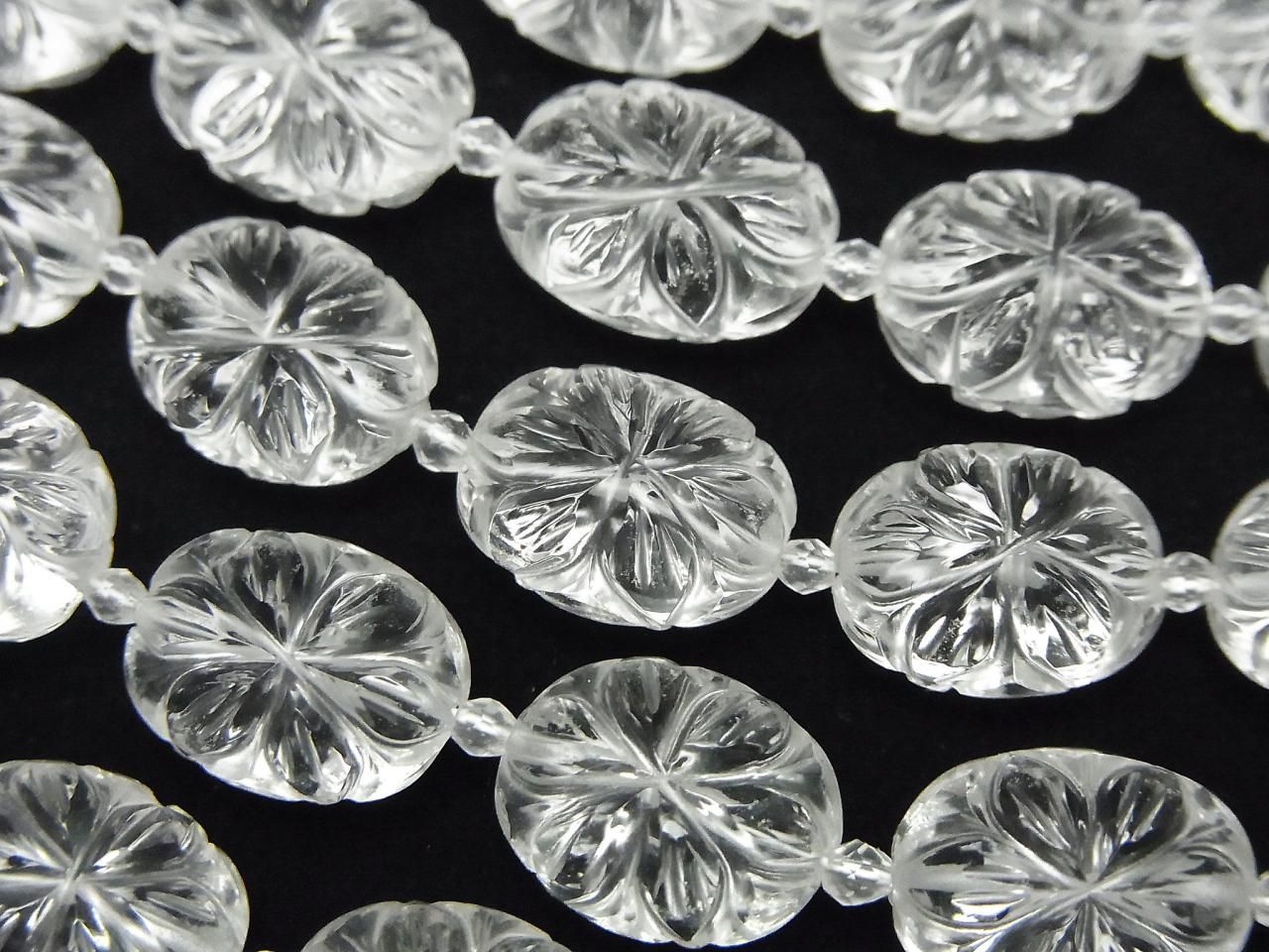 高品質水晶石英AAA雕刻橢圓半串或1串珠子 (8顆)