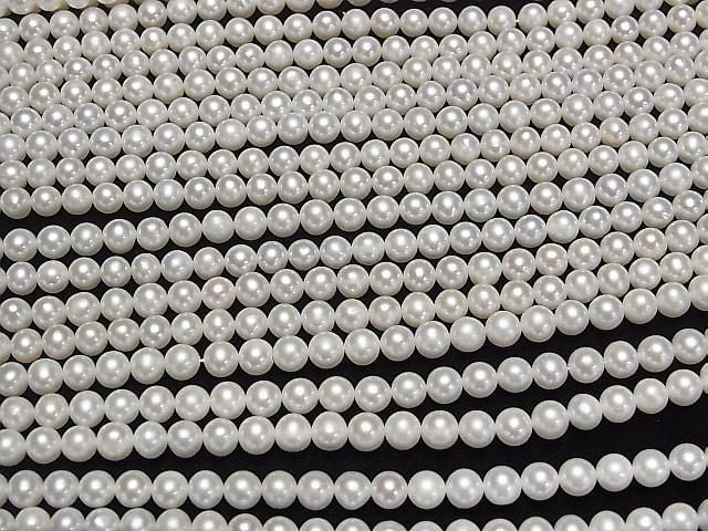 [Video] Fresh Water Pearl AA++ Semi Round-Potato 5-5.5mm White 1strand beads (approx. 15 inches/37 cm)