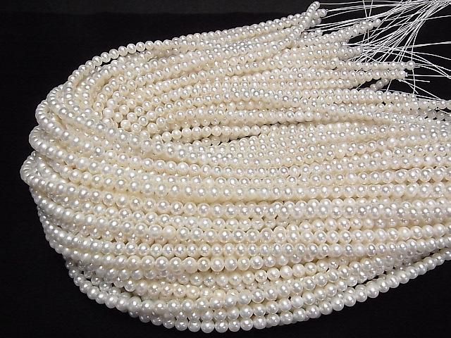 [Video] Fresh Water Pearl AA++ Semi Round-Potato 5-5.5mm White 1strand beads (approx. 15 inches/37 cm)