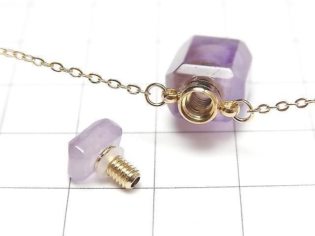 [Video] Amethyst Bottle Necklace Rectangle 20x10mm 1strand beads (approx. 20 inches/50 cm)