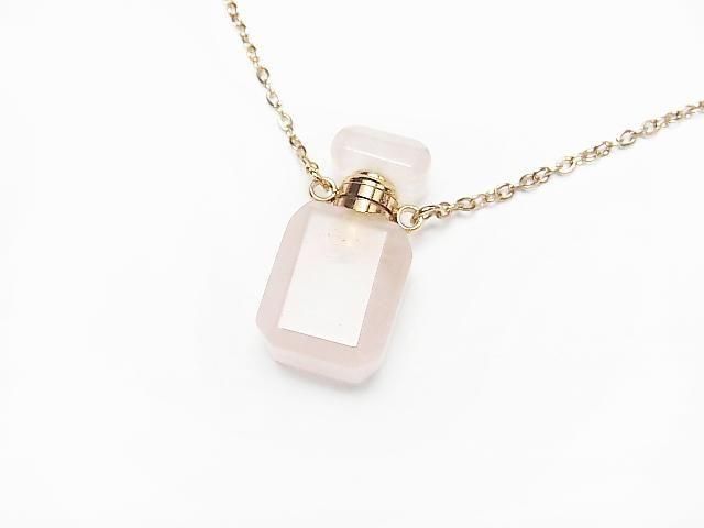 [Video] Rose Quartz Bottle Necklace Rectangle 20x10mm 1strand beads (approx. 20 inches/50 cm)