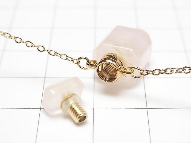 [Video] Rose Quartz Bottle Necklace Rectangle 20x10mm 1strand beads (approx. 20 inches/50 cm)