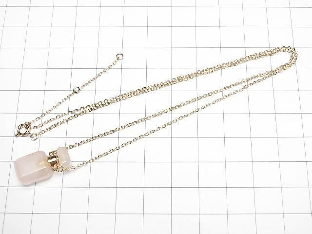[Video] Rose Quartz Bottle Necklace Rectangle 20x10mm 1strand beads (approx. 20 inches/50 cm)