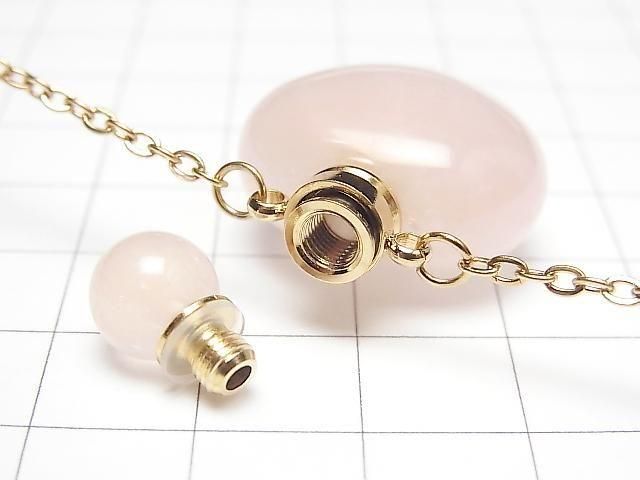 [Video] Rose Quartz Bottle Necklace Heart 35x22mm 1strand beads (approx. 22 inches/56 cm)