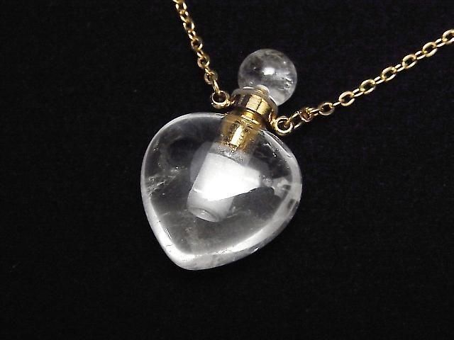 [Video] Crystal Bottle Necklace with Heart Shape 35x22mm 1strand beads (approx. 22 inches/56 cm)