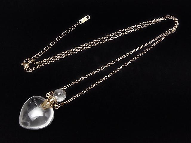 [Video] Crystal Bottle Necklace with Heart Shape 35x22mm 1strand beads (approx. 22 inches/56 cm)