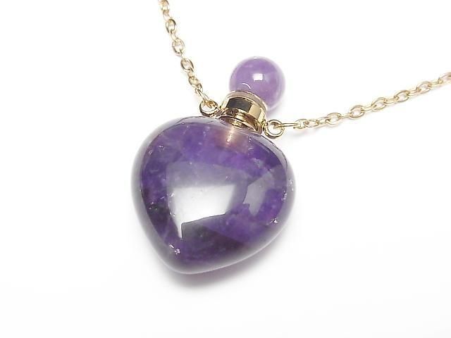 [Video] Amethyst Bottle Necklace Heart 35x22mm 1strand beads (approx. 22 inches/56 cm)