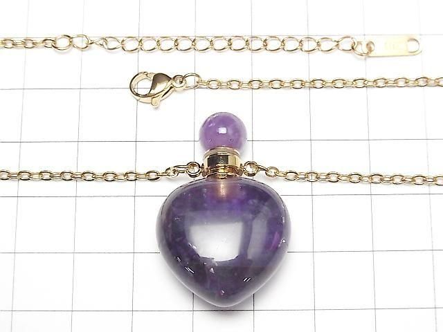 [Video] Amethyst Bottle Necklace Heart 35x22mm 1strand beads (approx. 22 inches/56 cm)