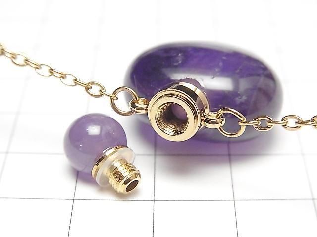 [Video] Amethyst Bottle Necklace Heart 35x22mm 1strand beads (approx. 22 inches/56 cm)