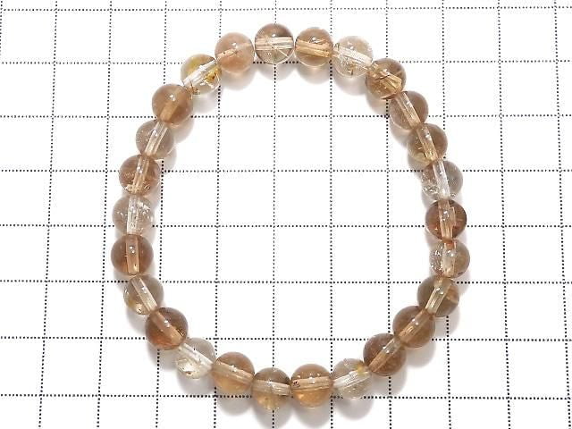 [Video][One of a kind] Brown Topaz AA+ Round 7mm Bracelet NO.102