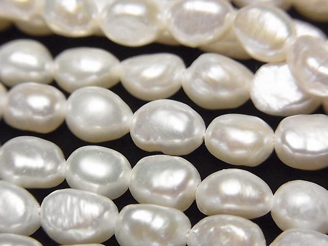 [Video] Fresh Water Pearl AA+ Rice-Baroque 7x5x5mm White 1strand beads (approx. 14 inches/34 cm)
