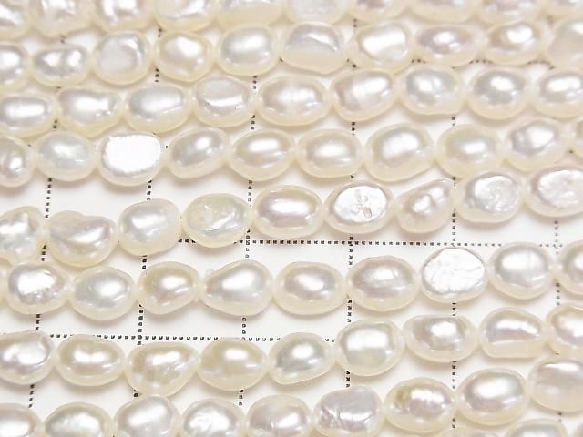 [Video] Fresh Water Pearl AA+ Rice-Baroque 7x5x5mm White 1strand beads (approx. 14 inches/34 cm)