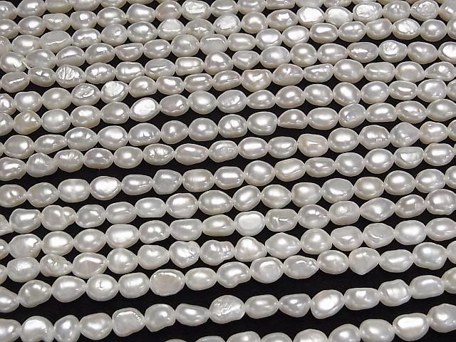 [Video] Fresh Water Pearl AA+ Rice-Baroque 7x5x5mm White 1strand beads (approx. 14 inches/34 cm)