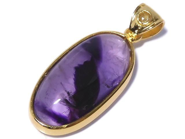 [Video][One of a kind] Phantom Amethyst Moldavite Pendant 18KGP NO.22