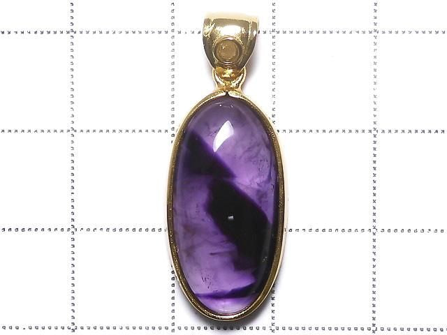 [Video][One of a kind] Phantom Amethyst Moldavite Pendant 18KGP NO.22