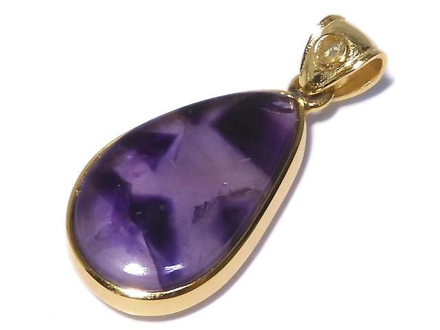 [Video][One of a kind] Phantom Amethyst Moldavite Pendant 18KGP NO.23