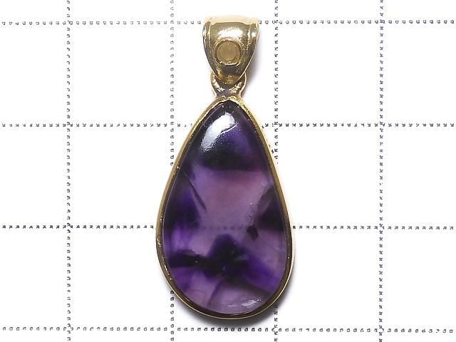 [Video][One of a kind] Phantom Amethyst Moldavite Pendant 18KGP NO.23