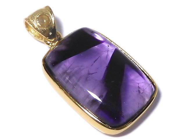 [Video][One of a kind] Phantom Amethyst Moldavite Pendant 18KGP NO.24