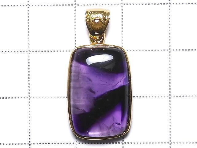 [Video][One of a kind] Phantom Amethyst Moldavite Pendant 18KGP NO.24