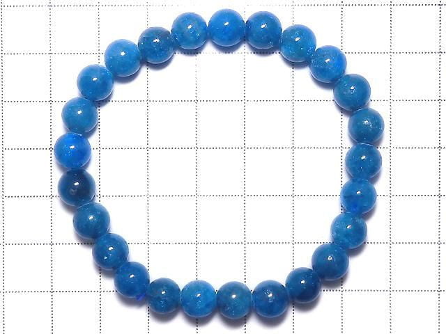 [Video][One of a kind] Blue Apatite Round 7.5mm Bracelet NO.104