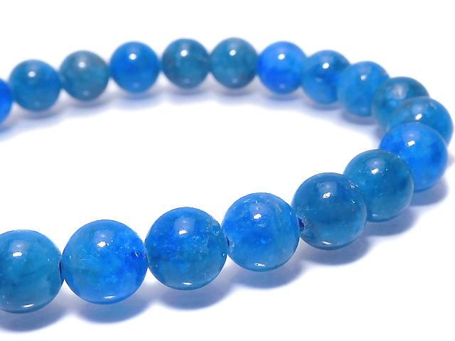 [Video][One of a kind] Blue Apatite Round 7.5mm Bracelet NO.105