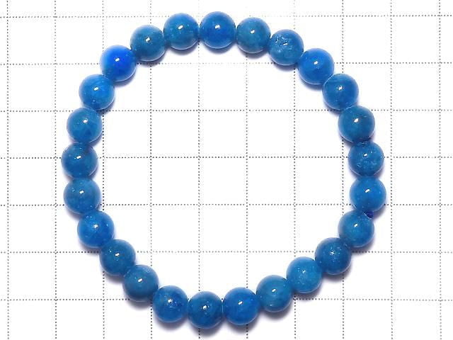 [Video][One of a kind] Blue Apatite Round 7.5mm Bracelet NO.105