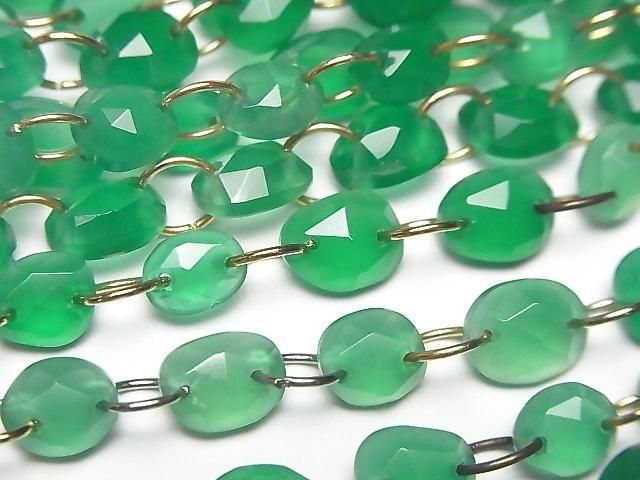 [Video] High Quality Green Onyx AAA- Freeform Single-Sided Rose Cut [Double Hole] 1strand beads (12pcs)