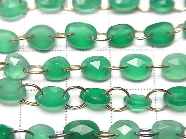 [Video] High Quality Green Onyx AAA- Freeform Single-Sided Rose Cut [Double Hole] 1strand beads (12pcs)
