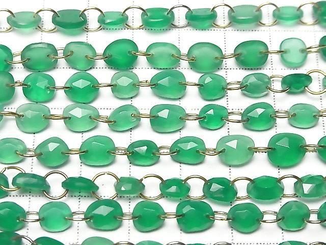 [Video] High Quality Green Onyx AAA- Freeform Single-Sided Rose Cut [Double Hole] 1strand beads (12pcs)