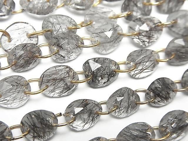 [Video] High Quality Tourmaline Quartz AAA- Freeform Single-Sided Rose Cut [Double Hole] 1strand beads (12pcs)