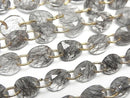 [Video] High Quality Tourmaline Quartz AAA- Freeform Single-Sided Rose Cut [Double Hole] 1strand beads (12pcs)