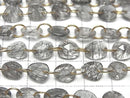 [Video] High Quality Tourmaline Quartz AAA- Freeform Single-Sided Rose Cut [Double Hole] 1strand beads (12pcs)