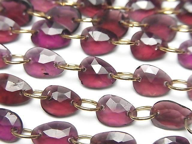 [Video] High Quality Rhodolite Garnet AAA- Freeform Single-Sided Rose Cut [Double Hole] 1strand beads (10pcs)