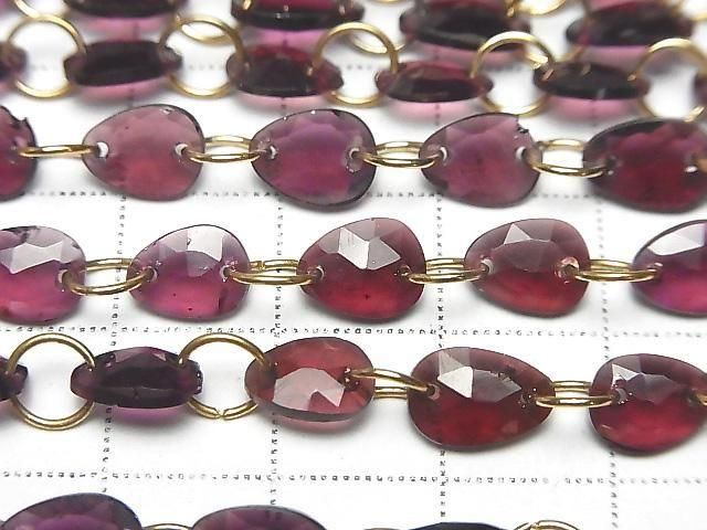 [Video] High Quality Rhodolite Garnet AAA- Freeform Single-Sided Rose Cut [Double Hole] 1strand beads (10pcs)