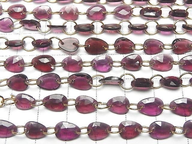 [Video] High Quality Rhodolite Garnet AAA- Freeform Single-Sided Rose Cut [Double Hole] 1strand beads (10pcs)