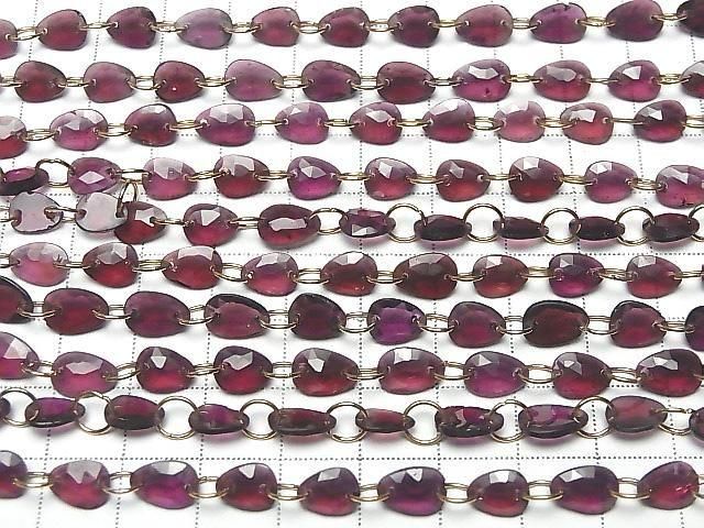 [Video] High Quality Rhodolite Garnet AAA- Freeform Single-Sided Rose Cut [Double Hole] 1strand beads (10pcs)