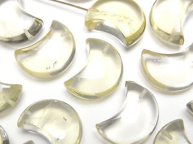 [Video] High Quality Lemon Quartz AAA- Moon Motif [Half Drilled Hole] 3pcs