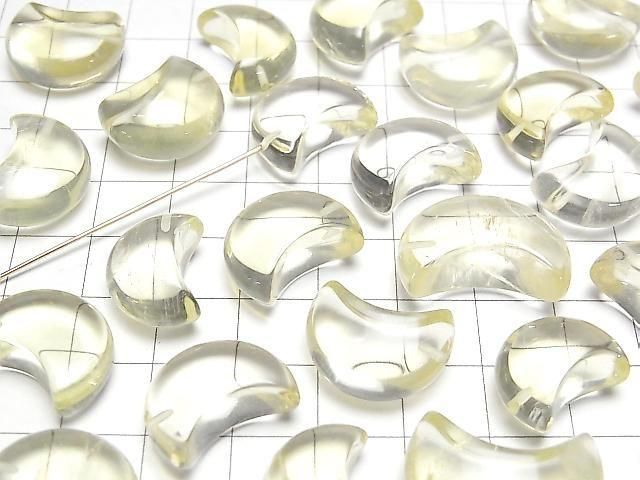 [Video] High Quality Lemon Quartz AAA- Moon Motif [Half Drilled Hole] 3pcs