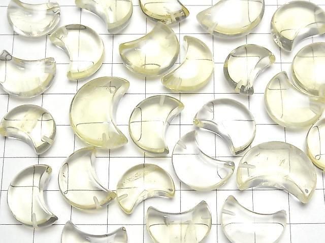 [Video] High Quality Lemon Quartz AAA- Moon Motif [Half Drilled Hole] 3pcs