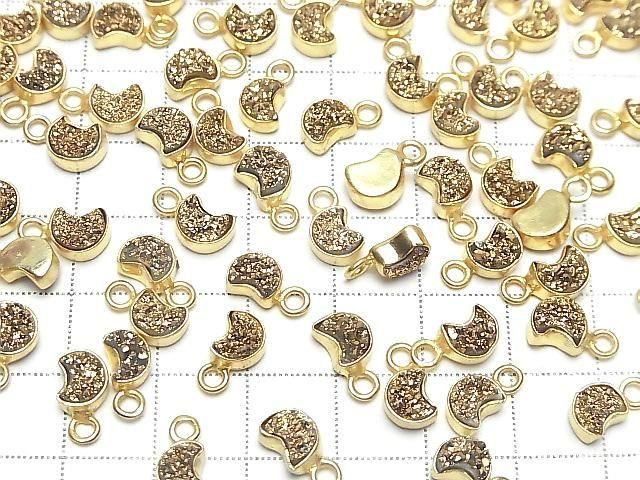 [Video] Druzy Agate Moon Charm 7x6mm Gold Plated 18KGP 2pcs