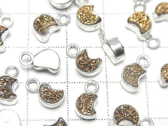 [Video] Druzy Agate Moon Charm 7x6mm Gold Plated Silver925 2pcs