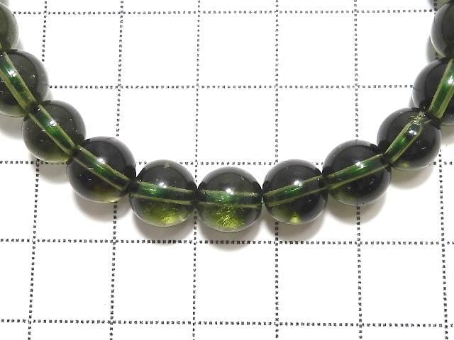 [Video][One of a kind] Moldavite AAA Round 7.5mm Bracelet NO.4