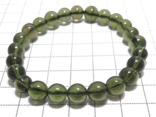 [Video][One of a kind] Moldavite AAA Round 7.5mm Bracelet NO.4