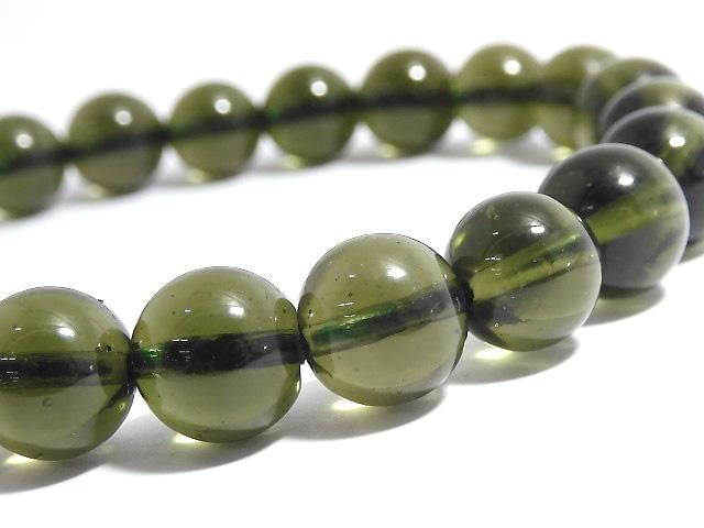 [Video][One of a kind] Moldavite AAA Round 8.5mm Bracelet NO.6